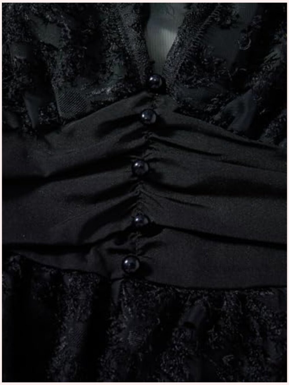 Lace Peplum Top with Deep V Neck and Puff Sleeves - Picture 4 of 5